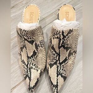 Snake print mules